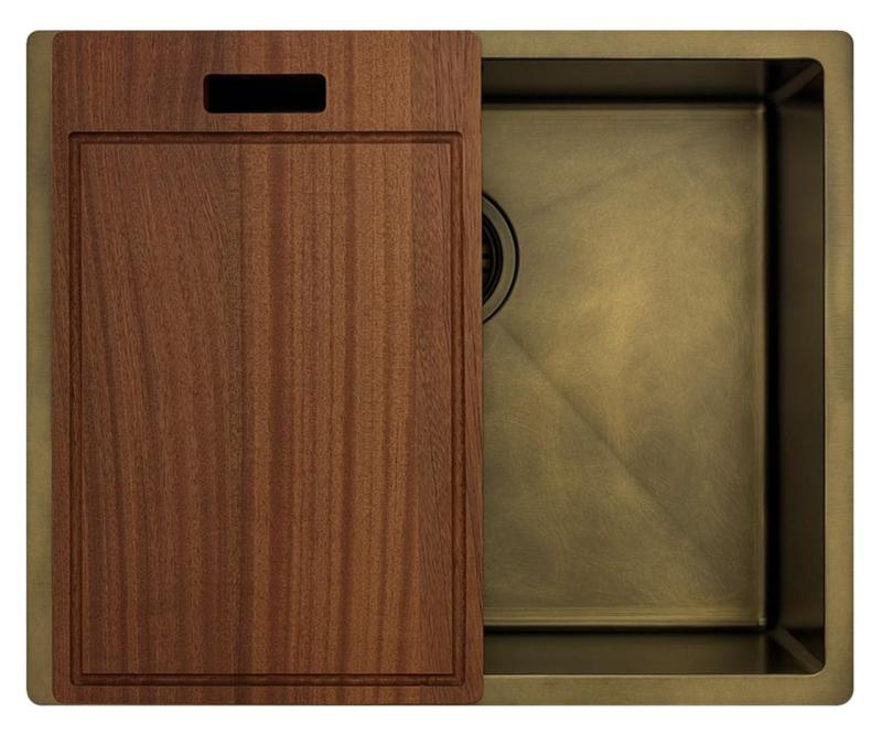 Pure.Sink Luxion PVD Antik bronze vask 50x40 cm undermontering, planmontering og påbygning med bundrist PLX5040-64