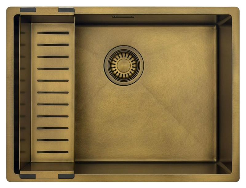 Pure.Sink Luxion PVD Antik bronze vask 55x40 cm undermontering, planmontering og påbygning  med bundrist PLX5540-64