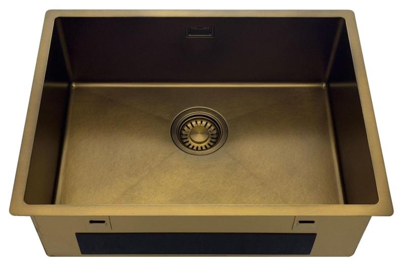 Pure.Sink Luxion PVD Antik bronze vask 55x40 cm undermontering, planmontering og påbygning  med bundrist PLX5540-64