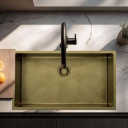 Pure.Sink Luxion Stor PVD antik bronze vask 74x40 cm undermontering, planmontering og påbygning med bundhylde PLX7440-64