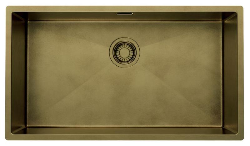 Pure.Sink Luxion Stor PVD antik bronze vask 74x40 cm undermontering, planmontering og påbygning med bundhylde PLX7440-64