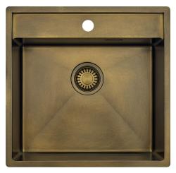 Pure.Sink Luxion PVD Antik bronze vask 51x50 cm Tapwing med hul til vandhane og bundrist PLX5150T-64