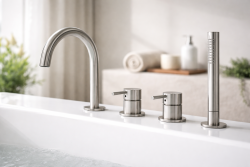 MURO TUA Indbygget badekararmatur med rund udløb og udtrækkelig håndbruser, krom 1208972441