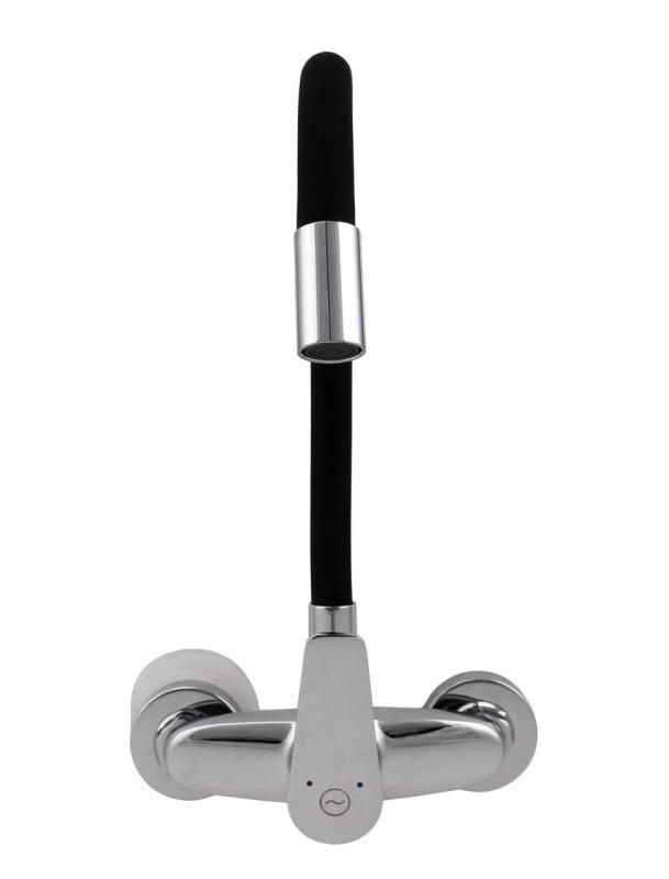 Aquanello Casa Vægmonteret køkkenarmatur i krom med høj fleksibel udløb CR-1301-CS