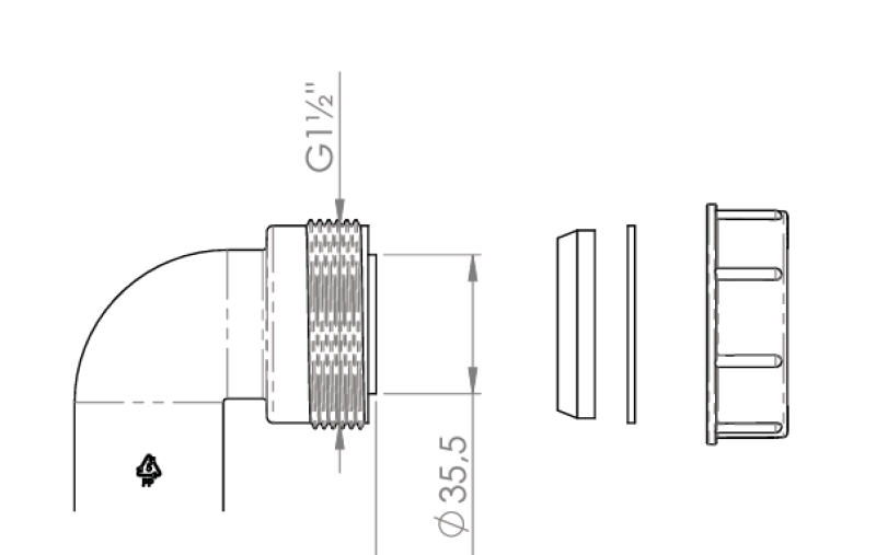 Pure.Sink UK sifonknæ-sæt med møtrik og pakninger 40 mm WSTSUK-32