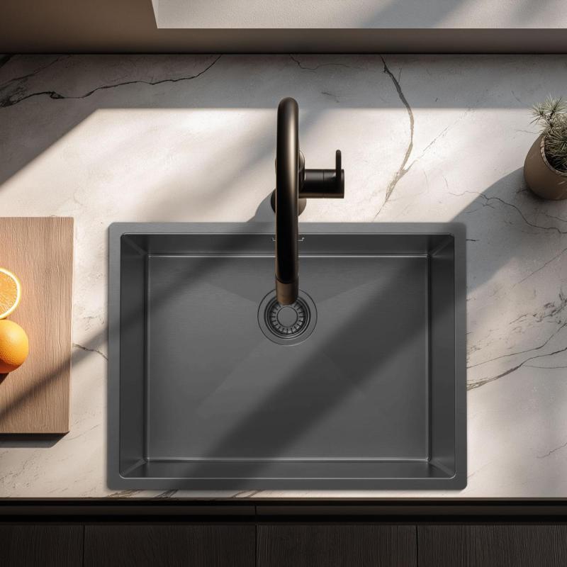 Pure.Sink Luxion Gun metal vask 55x40 cm undermontering 1208972455