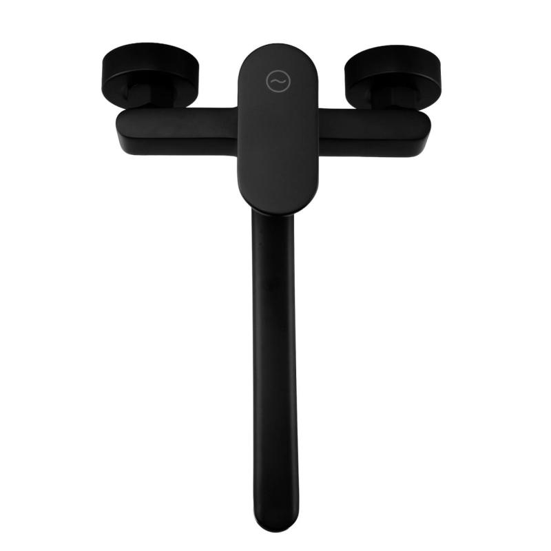 Aquanello Casa Enkelt håndtag køkkenvægarmatur sort med udløb 25 cm BL-1425-CS