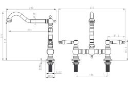 Aquanello Heritage Manor Klassisk køkkenarmatur i nostalgisk bro-design, rustfrit stål med hvidt håndtag NB-0010-HM