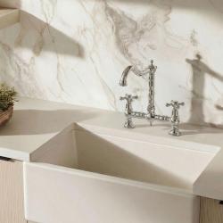 Aquanello Heritage Ascot Klassisk køkkenarmatur i nostalgisk bro-design, krom med krydsgreb, CR-4001-HA