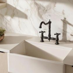 Aquanello Heritage Ascot Klassisk køkkenarmatur i nostalgisk bro-design, sort med krydsgreb, BL-4001-HA