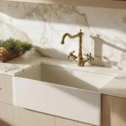 Aquanello Heritage Ascot Klassisk køkken Nostalgisk køkkenarmatur i bronze med vinklet udløb BN-4002-HA