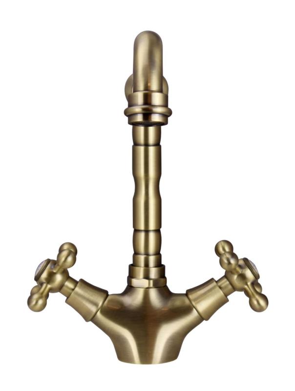 Aquanello Heritage Ascot Klassisk køkken Nostalgisk køkkenarmatur i bronze med vinklet udløb BN-4002-HA