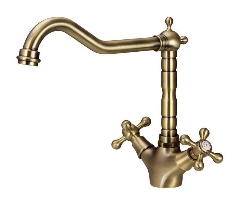 Aquanello Heritage Ascot Klassisk køkken Nostalgisk køkkenarmatur i bronze med vinklet udløb BN-4002-HA