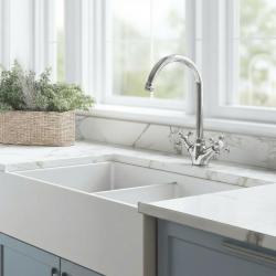 Aquanello Heritage Ascot Klassisk køkken Nostalgisk køkkenarmatur i krom med rund udløb CR-4003-HA