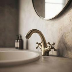 Aquanello Heritage Ascot Klassisk nostalgisk håndvaskarmatur i bronze BN-4101-HA