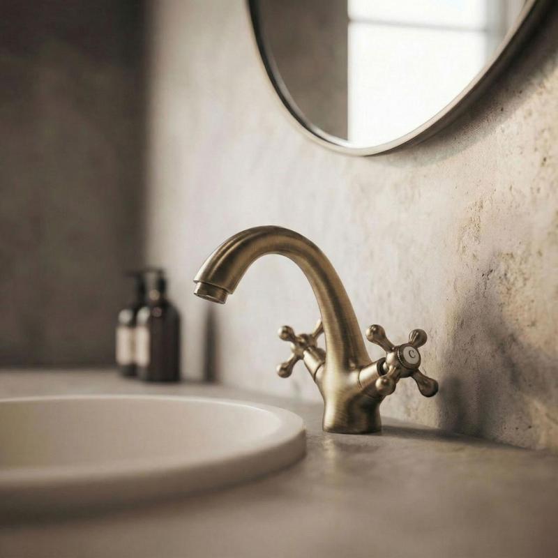 Aquanello Heritage Ascot Klassisk nostalgisk håndvaskarmatur i bronze BN-4101-HA