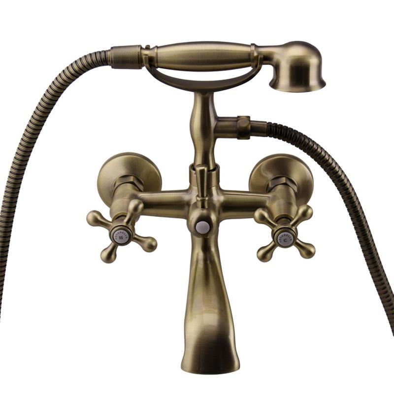 Aquanello Heritage Ascot Klassisk påbygget badekararmatur med stjerneknapper i bronze, inklusive håndbruser BN-3002-HA
