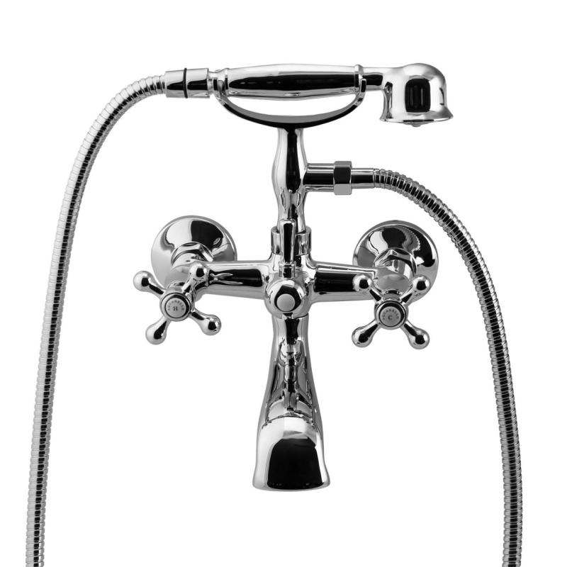 Aquanello Heritage Ascot Klassisk påbygget badekararmatur med stjerneknapper i krom, inklusive håndbruser CR-3002-HA