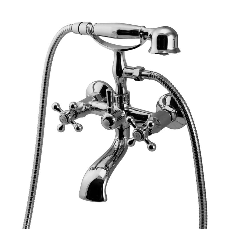Aquanello Heritage Ascot Klassisk påbygget badekararmatur med stjerneknapper i krom, inklusive håndbruser CR-3002-HA