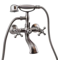 Aquanello Heritage Ascot Klassisk påbygget badekararmatur med stjerneknapper i rustfrit stål, inklusive håndbruser NB-3002-HA