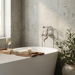 Aquanello Heritage Ascot Klassisk påbygget badekararmatur med stjerneknapper i rustfrit stål, inklusive håndbruser NB-3002-HA