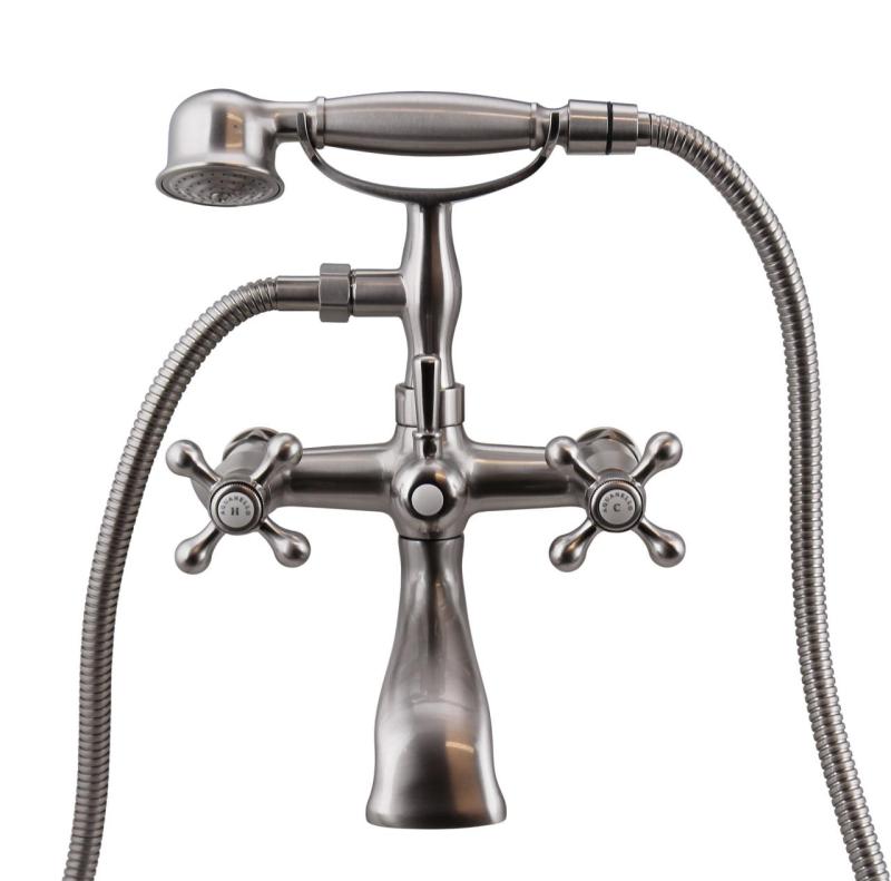 Aquanello Heritage Ascot Klassisk påbygget badekararmatur med stjerneknapper i rustfrit stål, inklusive håndbruser NB-3002-HA
