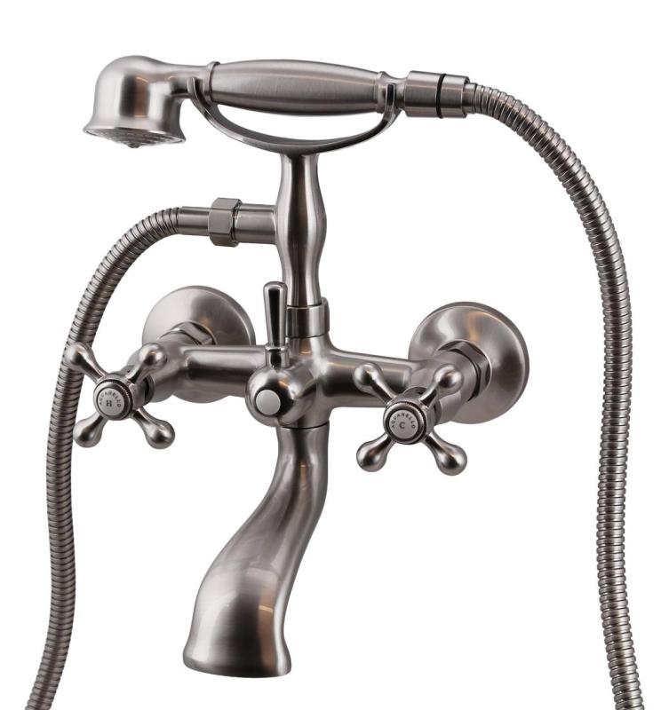 Aquanello Heritage Ascot Klassisk påbygget badekararmatur med stjerneknapper i rustfrit stål, inklusive håndbruser NB-3002-HA
