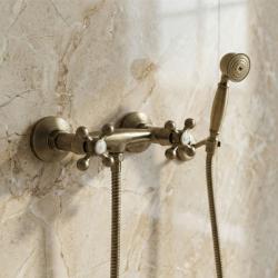 Aquanello Heritage Ascot Klassisk påbygget bruserarmatur med stjerneknapper i bronze, inklusive håndbruser BN-2002-HA