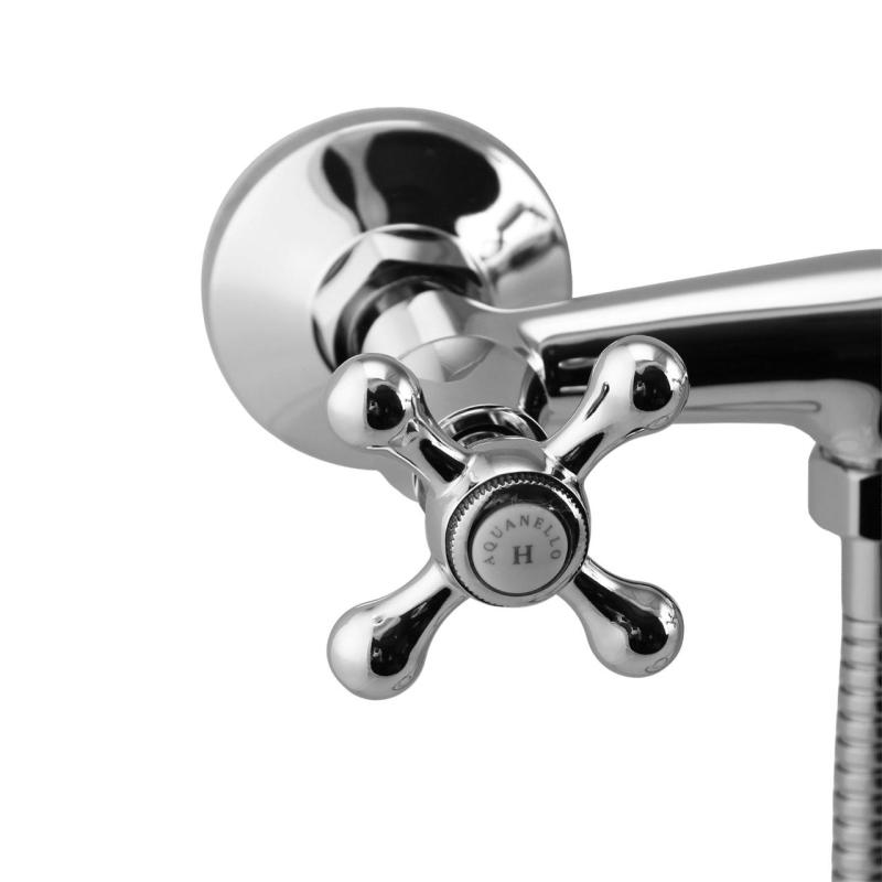 Aquanello Heritage Ascot Klassisk påbygget brusebadssæt med stjerneknapper i krom, inklusive håndbruser CR-2002-HA