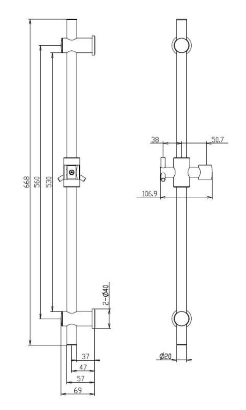 Aquanello Heritage Collection Klassisk glidestang 668 mm bronze BN-9004-HC