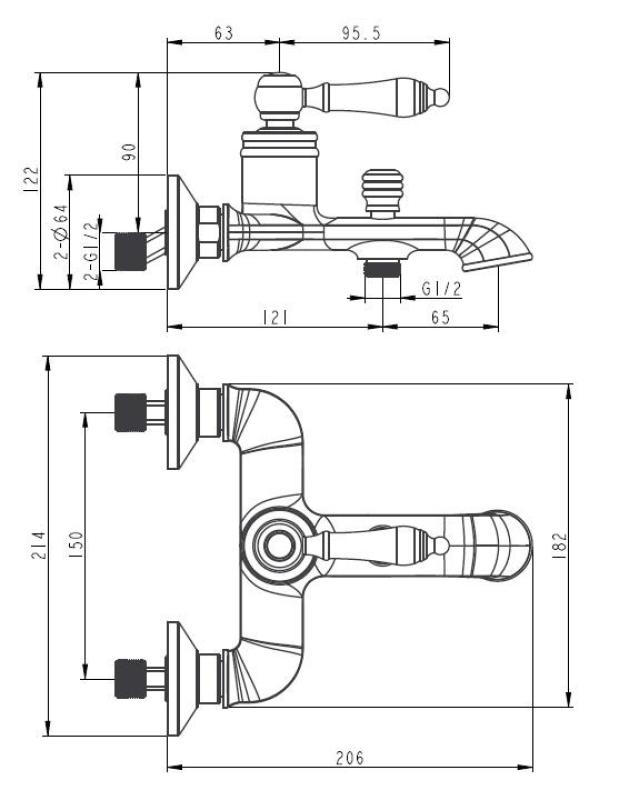Aquanello Heritage Manor Klassisk badekararmatur i rustfrit stål NB-3001-HM