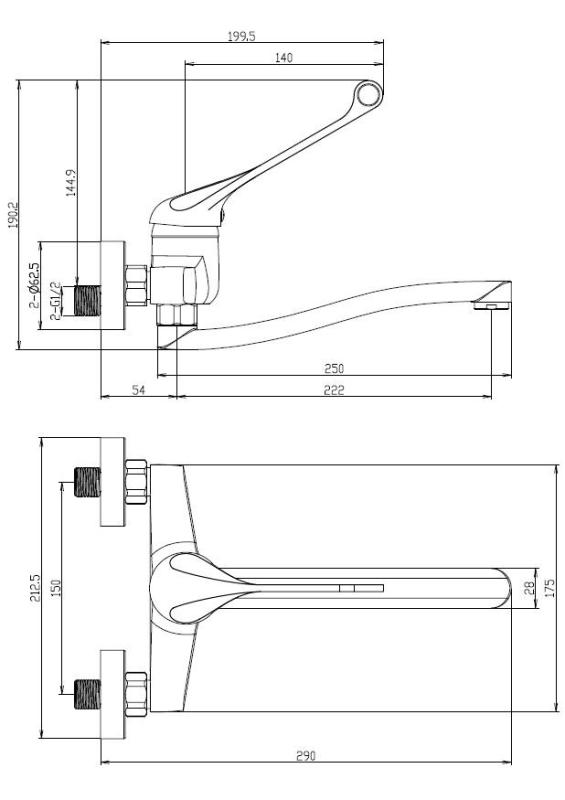 Aquanello Medic Køkkenvægkran med lang håndtag krom CR-1005-MD