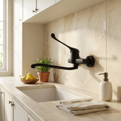 Aquanello Medic Køkkenvægkran med lang håndtag Sort BL-1005-MD
