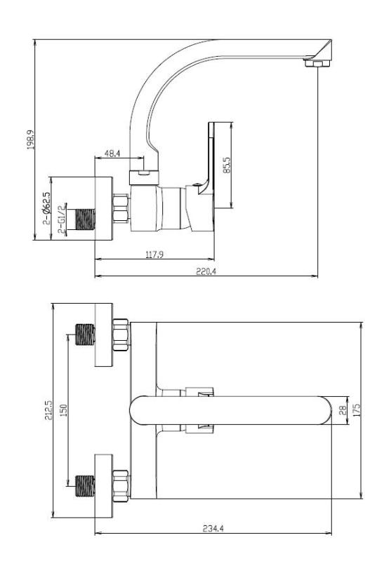 Aquanello Casa Køkkenvægkran med overudløb Krom CR-1003-CS
