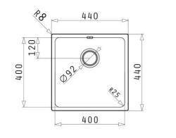 PM Lydia Vask i rustfrit stål, 40 x 40 cm, til undermontering, planmontering og påmontering 1208972639