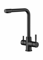 Aquanello Limpia Massiv 3-vejs køkkenarmatur i rustfrit stål, sort, med filtreret vand BL-1600-LP