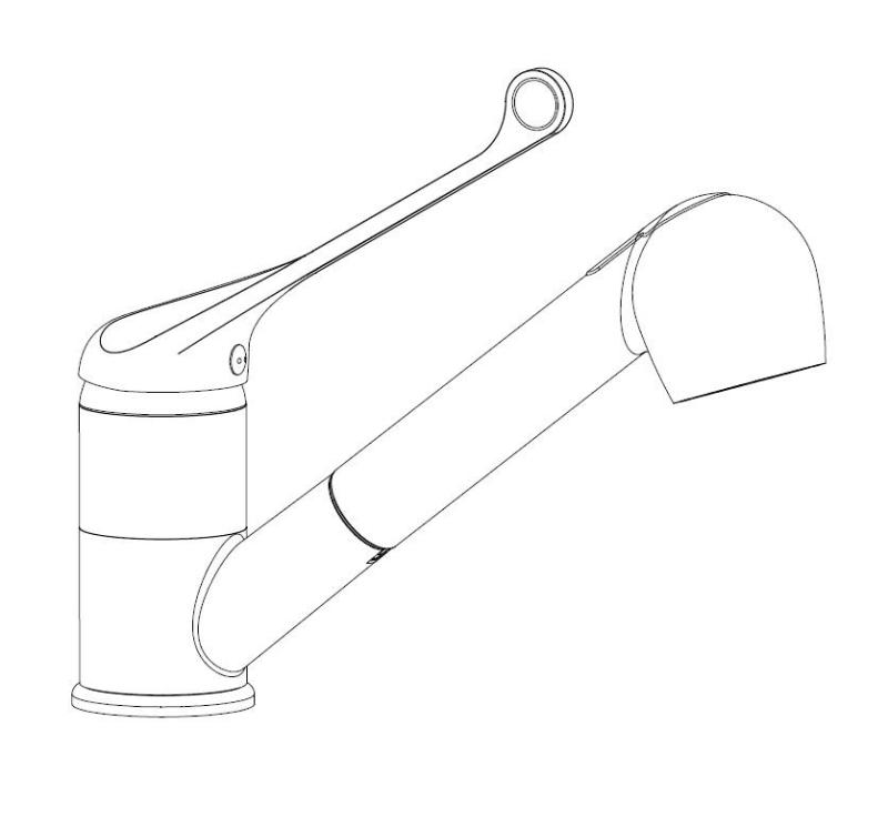 Aquanello Medic Køkkenarmatur med lang håndtag og udtrækkelig tud, krom CR-1006-MD