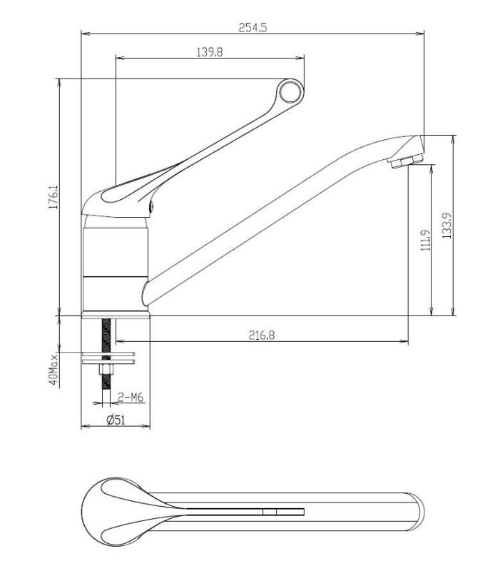 Aquanello Medic Køkkenarmatur med lang håndtag  Krom CR-1007-MD