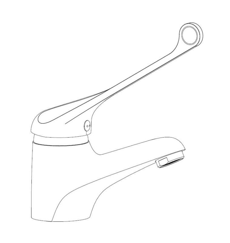 Aquanello Medic Håndvaskarmatur med ekstra lang håndtag, krom CR-1103-MD