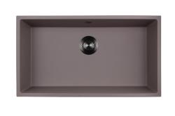 GraniteMy Universal Stor vask i taupefarvet granit, 74 x 40 cm, til påsætning, underskabsmontering og indbygning, med prop i gun metal, 1208972708