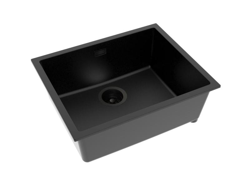 Pure.Sink Eternal Quartz sort vask 50 x 40 cm, til under- og overmontering, med sort prop