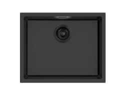 Pure.Sink Eternal Quartz sort vask 50 x 40 cm, til under- og overmontering, med automatisk sort prop
