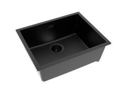 Pure.Sink Eternal Quartz sort vask 50 x 40 cm, til under- og overmontering, med automatisk sort prop
