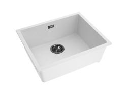 Pure.Sink Eternal Quartz hvid vask 50x40 cm til under- og overmontering med automatisk prop i gunmetal