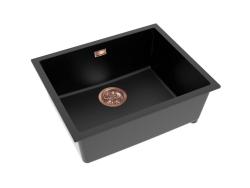 Pure.Sink Eternal Quartz sort vask 50 x 40 cm, til indbygning i bordplade og undermontering, med kobberprop