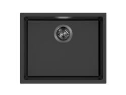 Pure.Sink Eternal Quartz sort vask 50 x 40 cm, til indbygning i bordplade og undermontering, med prop i gunmetal