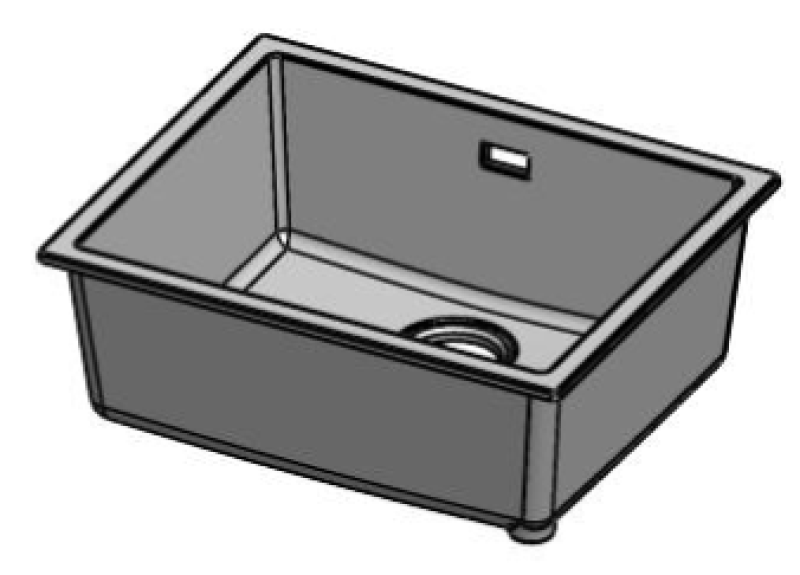Pure.Sink Eternal Quartz hvid vask 50x40 cm til indbygning i bordplade og undermontering med guldpropp