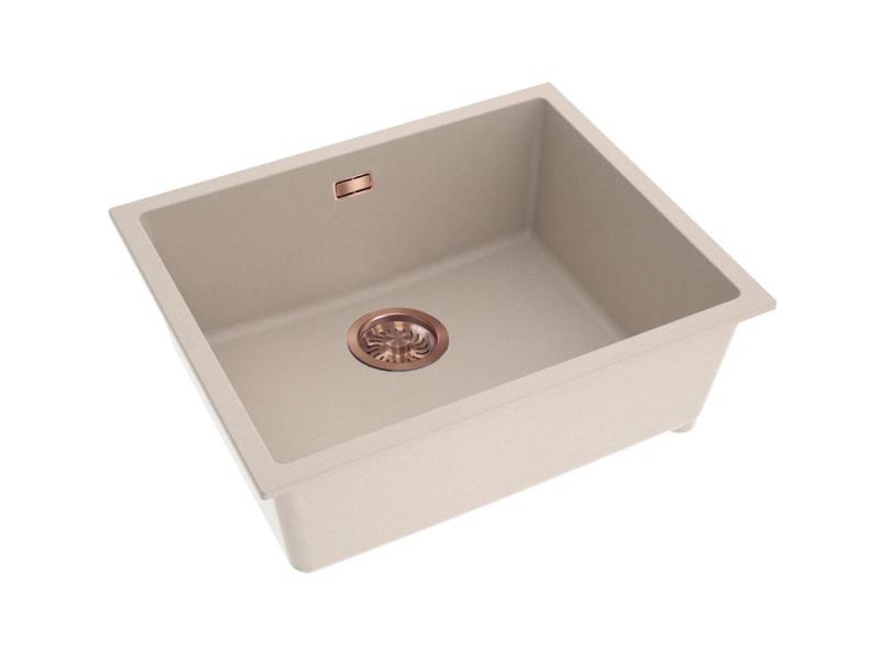 Pure.Sink Eternal Quartz Beige vask 50x40 cm, til indbygning i bordplade og undermontering, med kobberprop