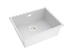 Pure.Sink Eternal Quartz hvid vask 50x40 cm til indbygning i bordplade og undermontering med automatisk hvid prop