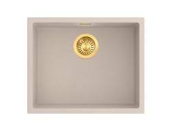 Pure.Sink Eternal Quartz Beige vask 50x40 cm, til indbygning i bordplade og undermontering, med automatisk guldpropp